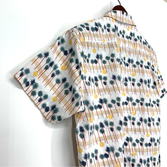 Men’s Cotton & Co Palm Tree Short Sleeve Casual Button Up Shirt Size Medium - Picture 8 of 16